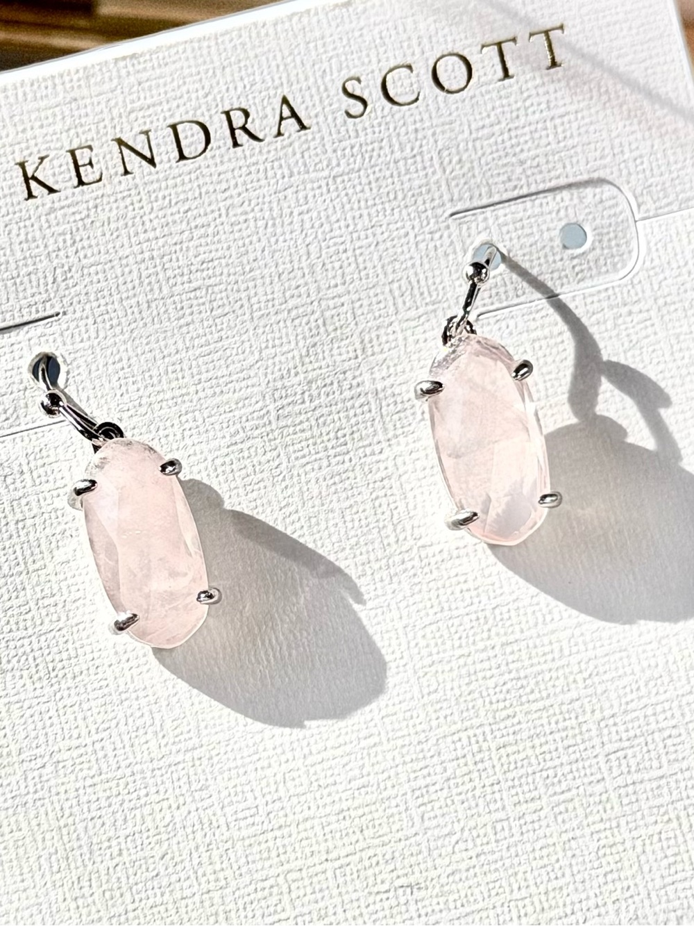 Kendra Scott Lemmi Oval Rose Quartz Drop Earrings